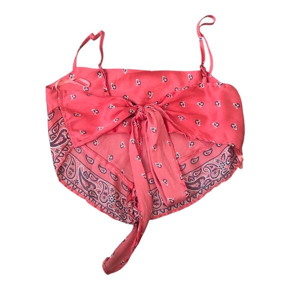 JAPNA Satin Bandana Tie Back Halter W/Adjustable Straps Top Size M - Picture 2 of 4